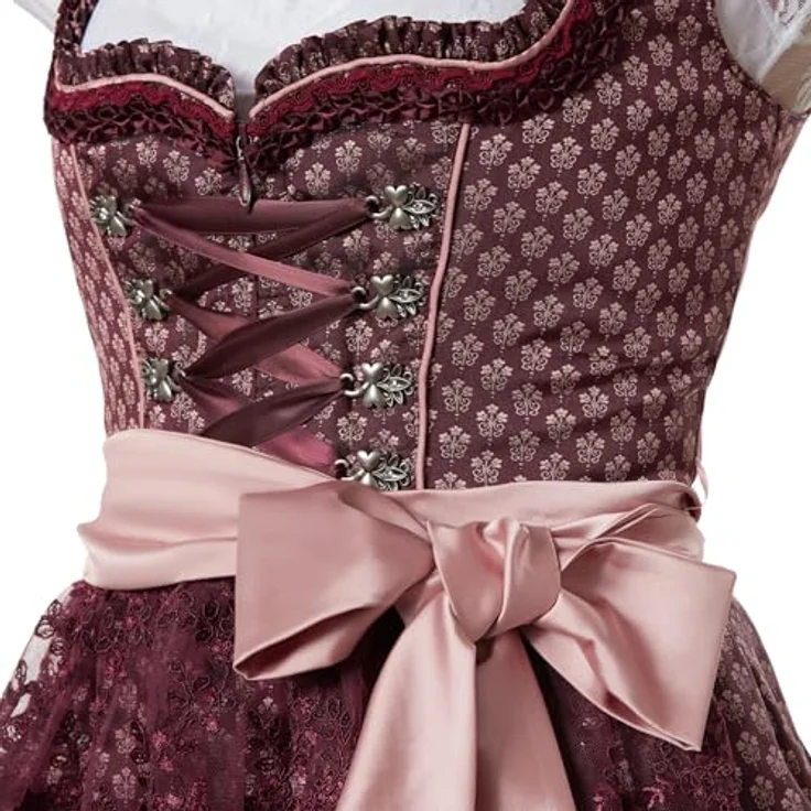 dressforfun Dirndl Liah Premium Midi-Dirndl, elegantes Trachtenkleid in Bordeauxrot, Gr. 40 für Oktoberfest und Volksfeste – Bild 9