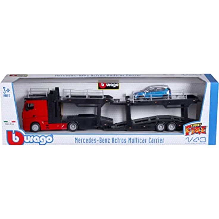 Bburago 1: 43 Maßstab B18–31456 of a Mercedes-Benz Actros multicarrier mit einem zusätzlichen Auto auf der Rückseite – Bild 6