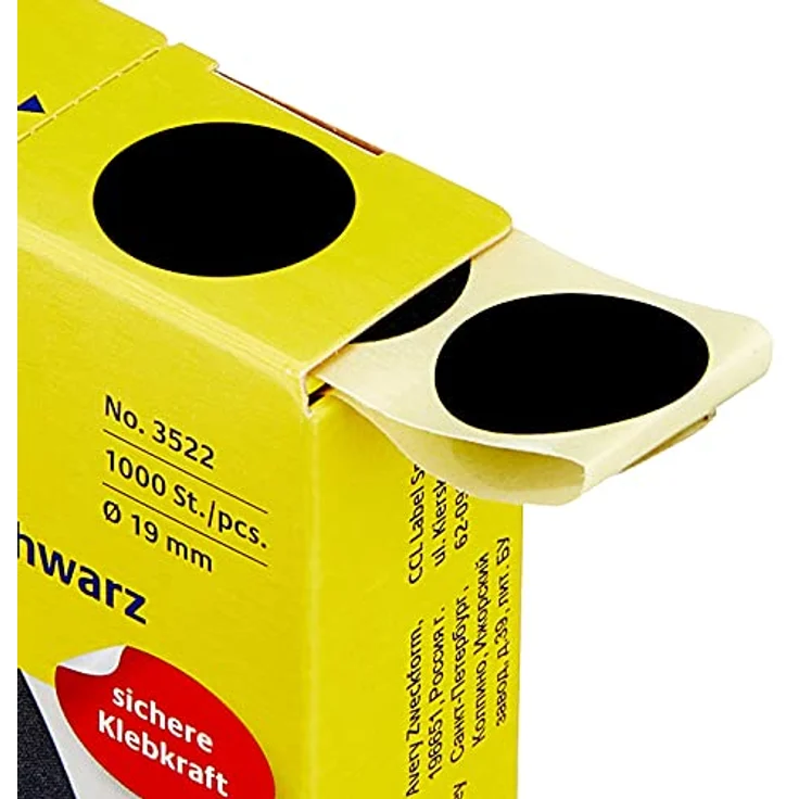 AVERY Zweckform 3522 Schusspflaster 1.000 Stück (Ø19mm, Zielscheibe, Schießsport, Schützensport, Schützenverein, runde Aufkleber, permanent, Markierungspunkt, im Spender) schwarz – Bild 3