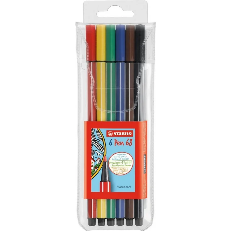 STABILO Faserstift Fasermaler Stabilo Pen 68, 6er Etui, bunt