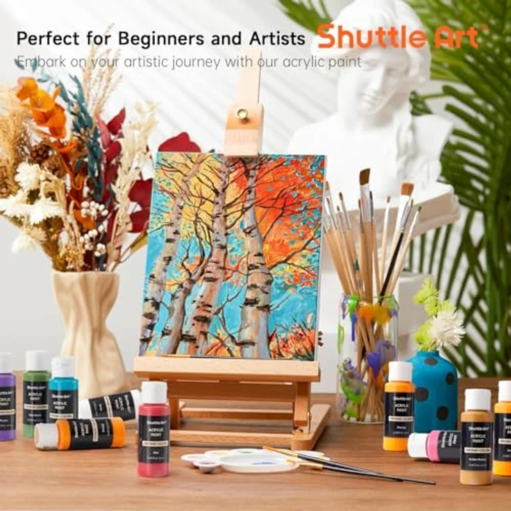 Shuttle Art Acrylfarben-Set 25 Vintage-Farben, reich pigmentiert, 60 ml Flaschen, geeignet für Leinwand, Holz, Keramik, ungiftig und wasserfest – Bild 2