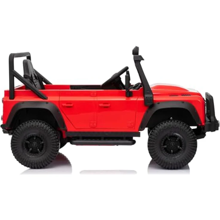 Beneo Elektrisches Kinderfahrzeug Land Rover Defender 110 SVX 12V, rot, 4x4-Antrieb, LED-Lichter, Bluetooth, USB/AUX-Eingang, Lithium-Akku, 4 x 25W-Motor, originale Lizenz – Bild 4