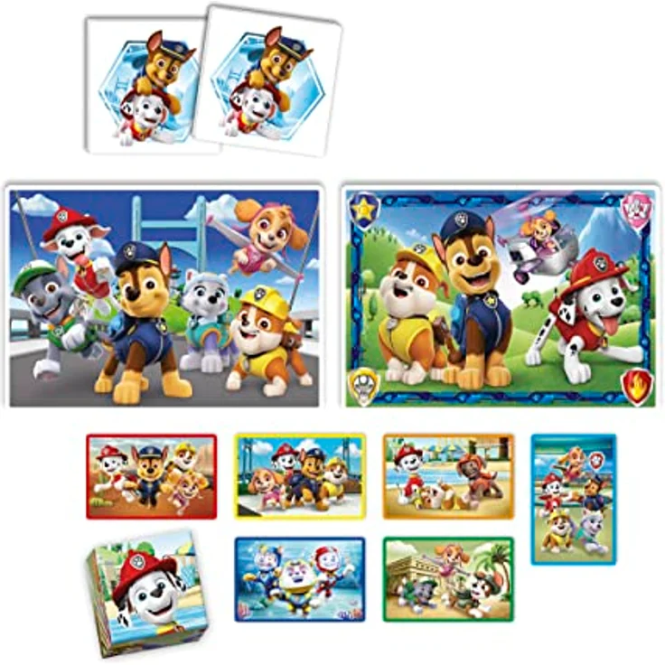 Clementoni Edukit 4 in 1 Paw Patrol, Spielesammlung für Vorschulkinder ab 3 Jahren, inkl. 2 Puzzles (30 & 48 Teile), Memo-Spiel & Würfelpuzzle, Made in Italy, 18291 – Bild 4