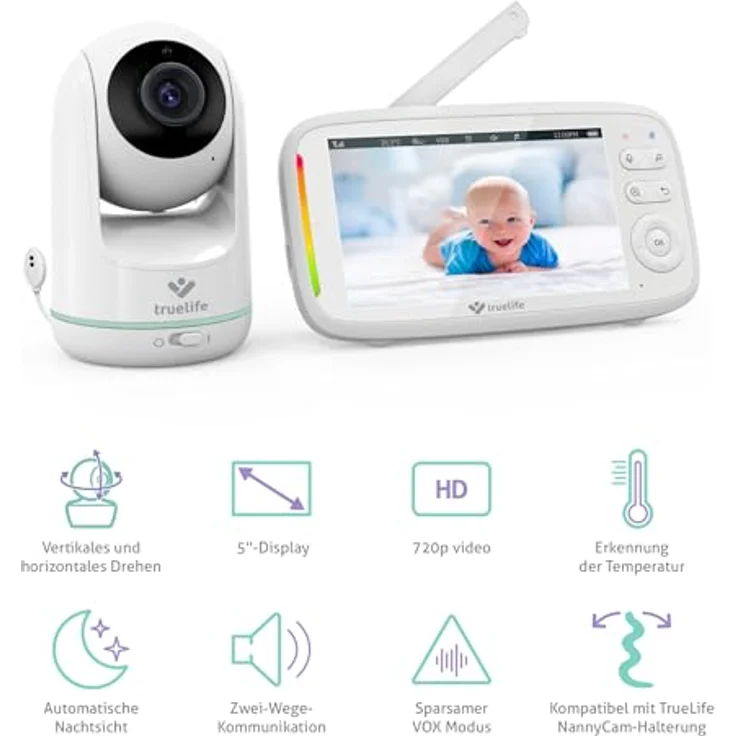 Truelife, Babyphone, NannyCam R5 elektronisches Babyphone (Babyphone mit Kamera, 300 m) – Bild 4