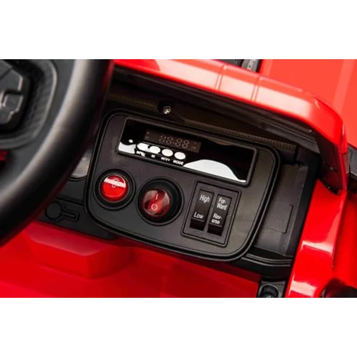 Beneo Ford Bronco Elektrisches Kinderfahrzeug, Einzelsitzer, Rot, Hinterradantrieb, 2,4-GHz-Fernbedienung, MP3-Player mit USB-Anschluss, hohe Bodenfreiheit, Sicherheitsgurt, LED-Beleuchtung – Bild 3