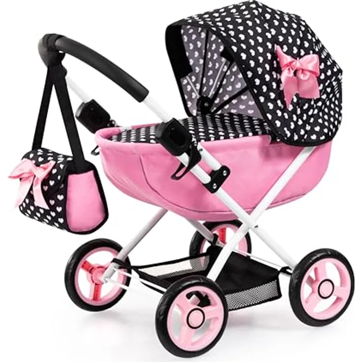 Bayer Design 12760AA Puppenwagen Cosy, modern, zusammenklappbar, inklusive Tasche, Bettdecke und Kissen, für Puppen bis 46 cm, 63x34x58 cm