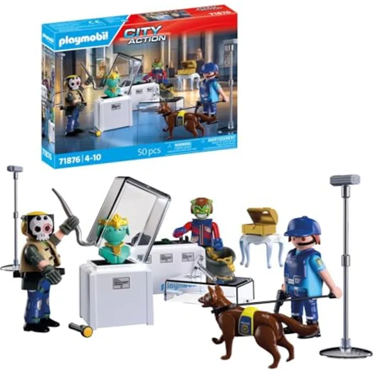PLAYMOBIL Diamantenraub 71876, Abenteuer-Spielzeug mit 3 Figuren, Spürhund und Zubehör zur Förderung von Rollenspielen und Teamarbeit für Kinder ab 4 Jahren