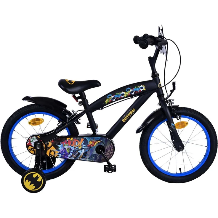 Batman Kinderfahrrad Jungen - 12, 14 oder 16 Zoll Schwarz - Zwei Handbremsen bis 60 kg, 85% zusammengebaut, 4 - 6 Jahre, Lenkerhöhe einstellbar – Bild 1