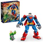 LEGO DC 76302 Superman Mech vs Lex Luthor, 120-teiliges Spielset für Kinder ab 6 Jahren mit beweglichem Superman Mech und Minifiguren