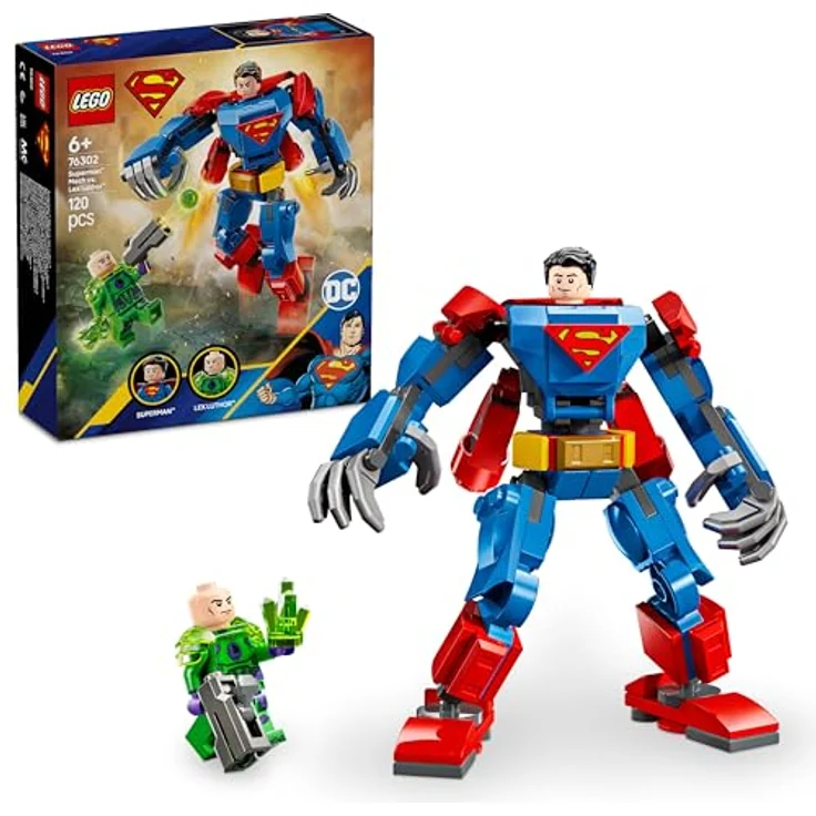 LEGO DC 76302 Superman Mech vs Lex Luthor, 120-teiliges Spielset für Kinder ab 6 Jahren mit beweglichem Superman Mech und Minifiguren – Bild 1