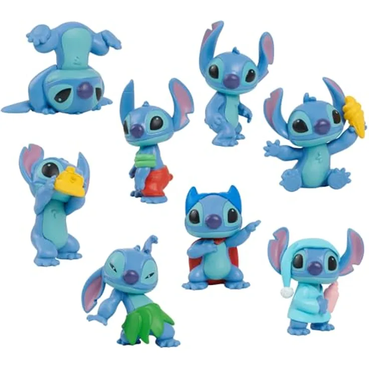 Just Play Disney Stitch Figur Set, 8 Sammelfiguren à 5 cm, blau