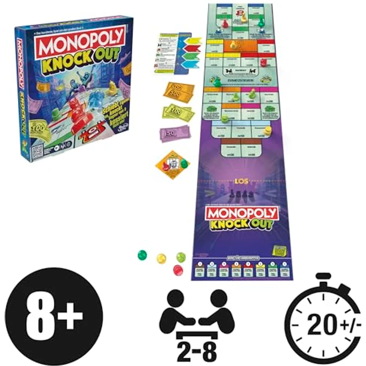 Hasbro Monopoly Knockout, Familienspiel mit aktivem Spielspaß – Bild 3