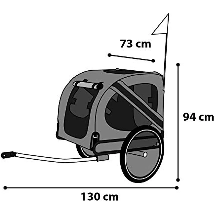 Flamingo Doggy Liner Juliette, faltbarer Hunde-Fahrradanhänger in grau/schwarz mit Sicherheitsgeschirr und wasserabweisendem Material, Traglast 30 kg – Bild 4