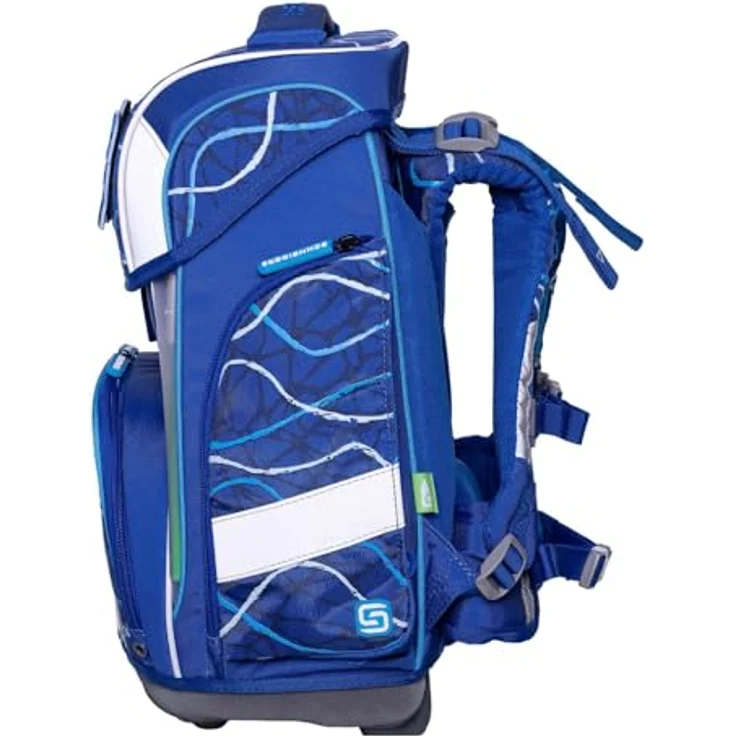 Schneiders Ergolite Schulranzen Set 9-teilig, ergonomisches Tragesystem, reflektierende Elemente für Sicherheit, 22 Liter Volumen, blau – Bild 3