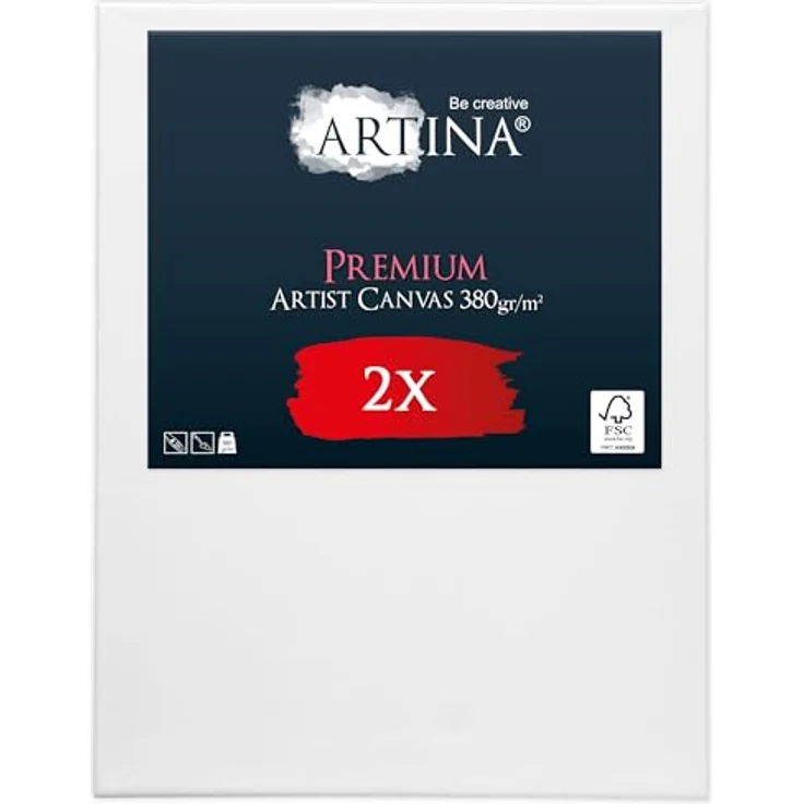 Artina Premium Keilrahmen Leinwand 30x40 cm, 2er Set aus 100% Baumwolle, für Acrylfarben, dreifach grundiert, FSC®-zertifiziert – Bild 1
