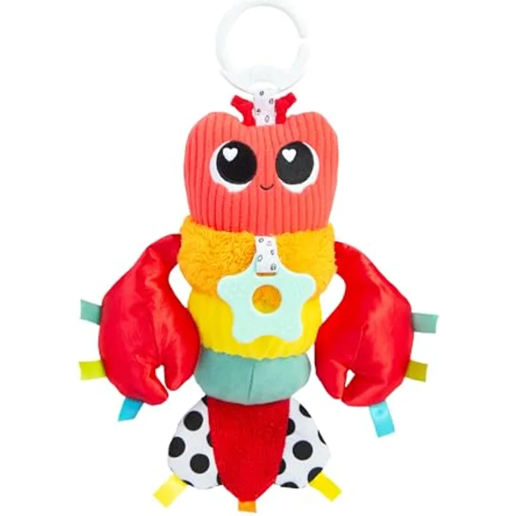 Lamaze Clip & Go Hummer Liam, Plüschfigur mit Befestigungsring, beweglichen Scheren und Beißring