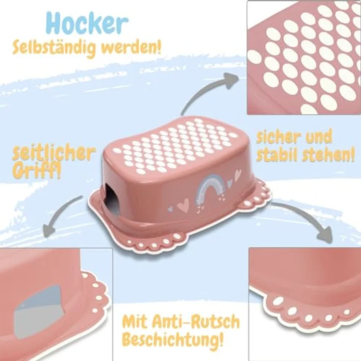 Babykajo 3 in 1 Baby Töpfchen Set, TÜV Rheinland geprüft - Töpfchen, Toilettensitz und Tritthocker aus BPA freiem Plastik mit Antirutschfüßchen, weiß – Bild 4