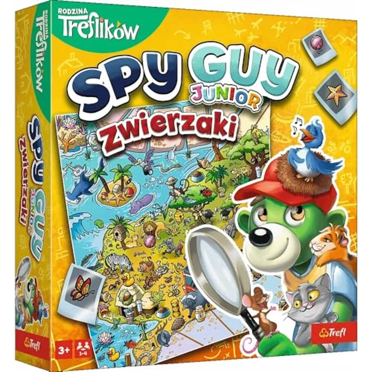 Trefl Spy Guy Junior Zwierzaki, kooperatives Brettspiel mit buntem Spielbrett und Tieratlas für Kinder – Bild 5