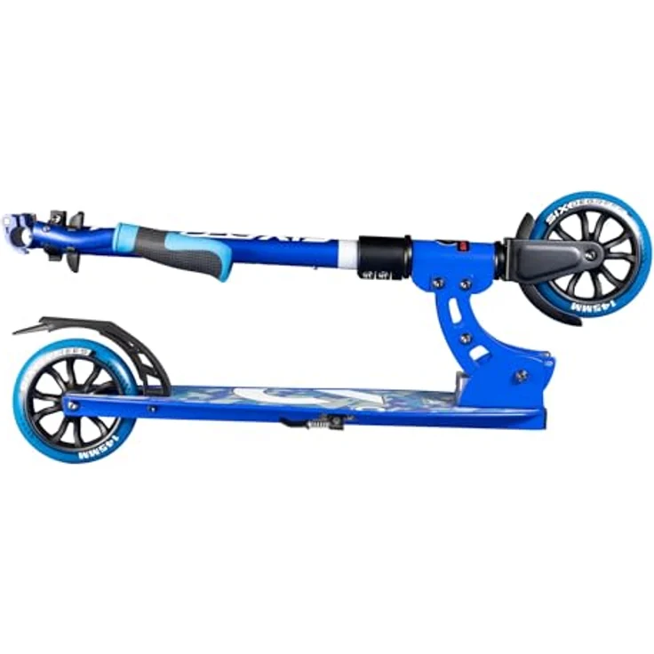 Authentic Sports Scooter Six Degrees Junior, klappbar, 145 mm PU-Rollen, blau, GS-geprüft, höhenverstellbar 73-98 cm, max. 100 kg – Bild 4