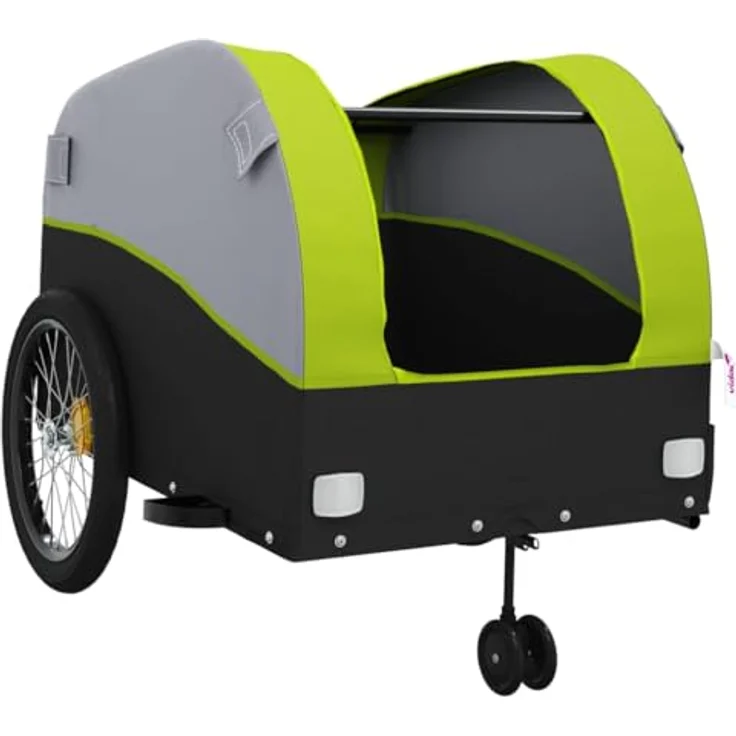 vidaXL Fahrradkinderanhänger Fahrradanhänger Schwarz und Grün 45 kg Eisen, Robustes Material, Praktisches Design, Maximale Tragfähigkeit – Bild 7