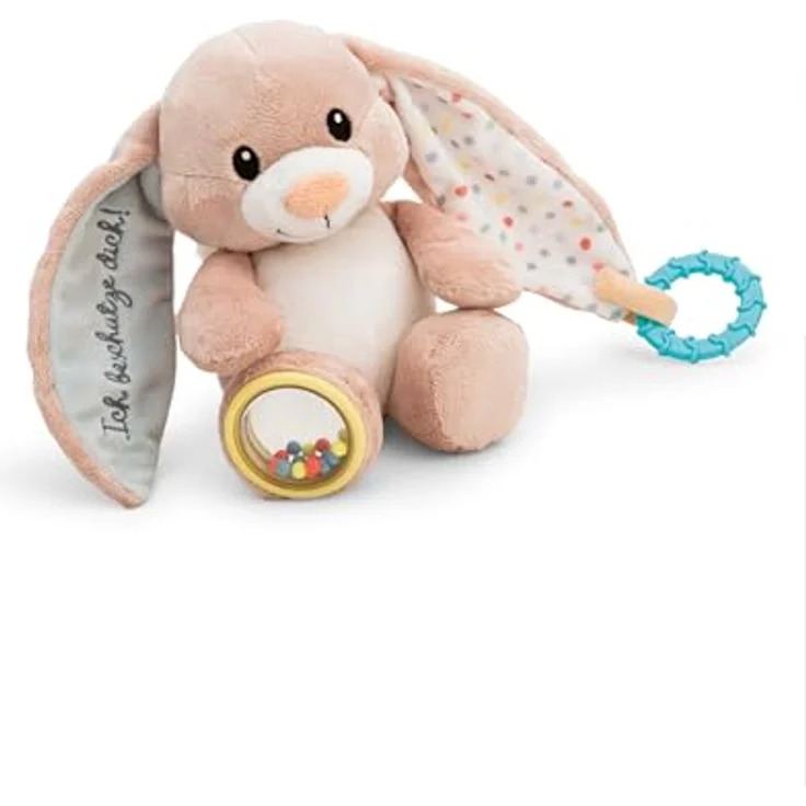 NICI Activity Kuscheltier Hase Fjella, 23cm, rosa, Plüschtier für Babys und Kleinkinder zum Greifen, Knuddeln und Entdecken | 61883 – Bild 1