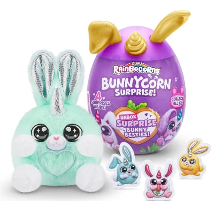 ZURU Rainbocorns Bunnycorn Surprise Egg, Kuscheltier mit 6 Sammelvarianten und Überraschungsaufklebern, inklusive Bunnycorn-Ei und Sammelanleitung – Bild 1
