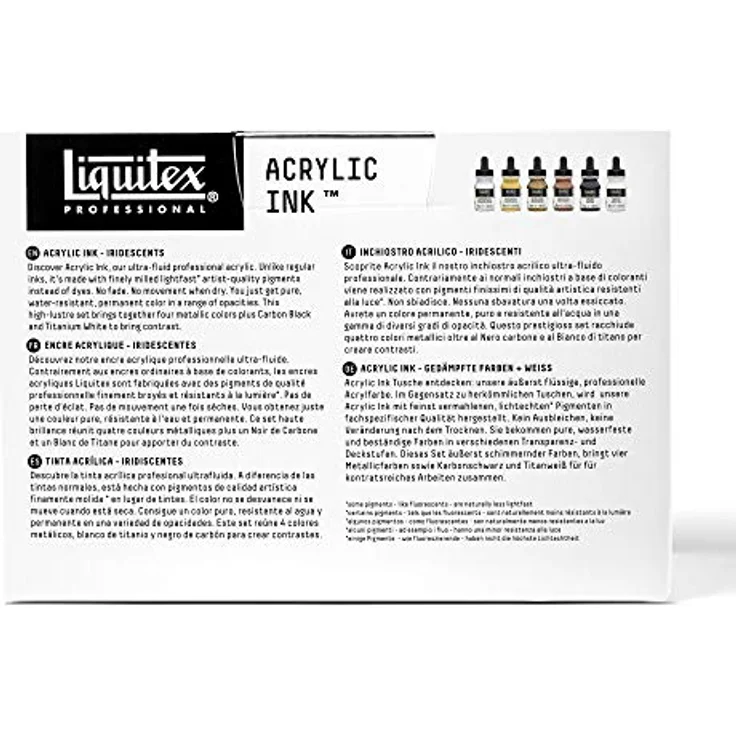 Liquitex Professional Acrylfarben Ink Set, 6 hochpigmentierte Farben a 30 ml, metallische Tusche – Bild 5