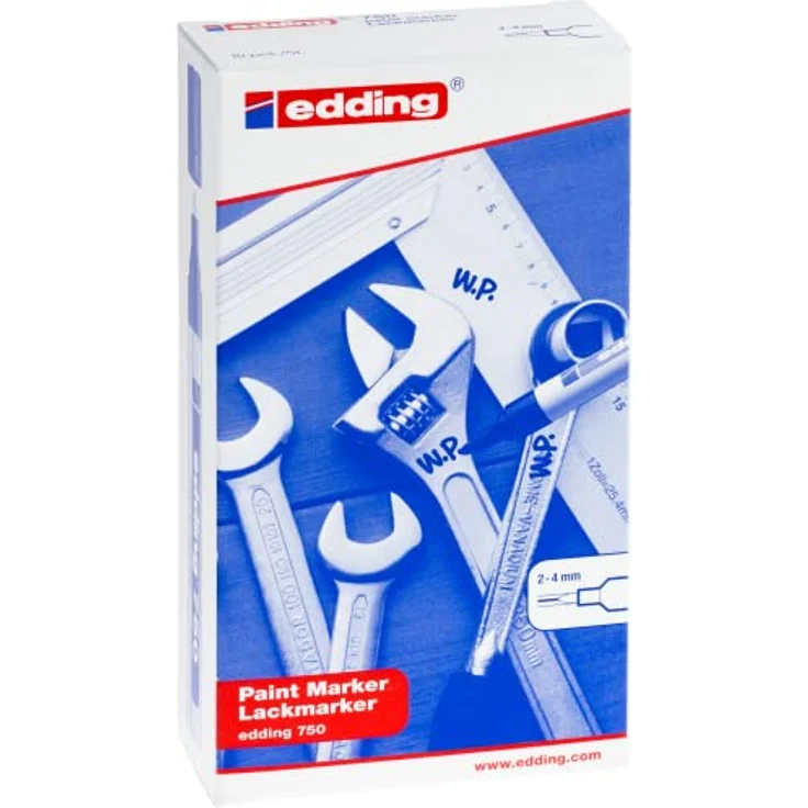 edding 750 Lackmarker - schwarz - 10 Stifte - Rundspitze 2-4 mm - Lackstift zur Markierung und Beschriftung von Metall, Glas, Stein oder Kunststoff - hitzebeständig, permanent, wischfest – Bild 4