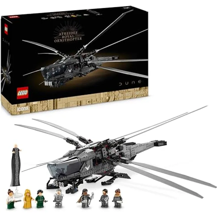 LEGO 10327 Icons Dune Atreides Royal Ornithopter, Set zum Sammeln für Erwachsene, Film-Geschenk für Männer, Frauen und Fans, Modell-Flugzeug mit 8 Figuren, darunter Paul Atreides und Baron Harkonnen