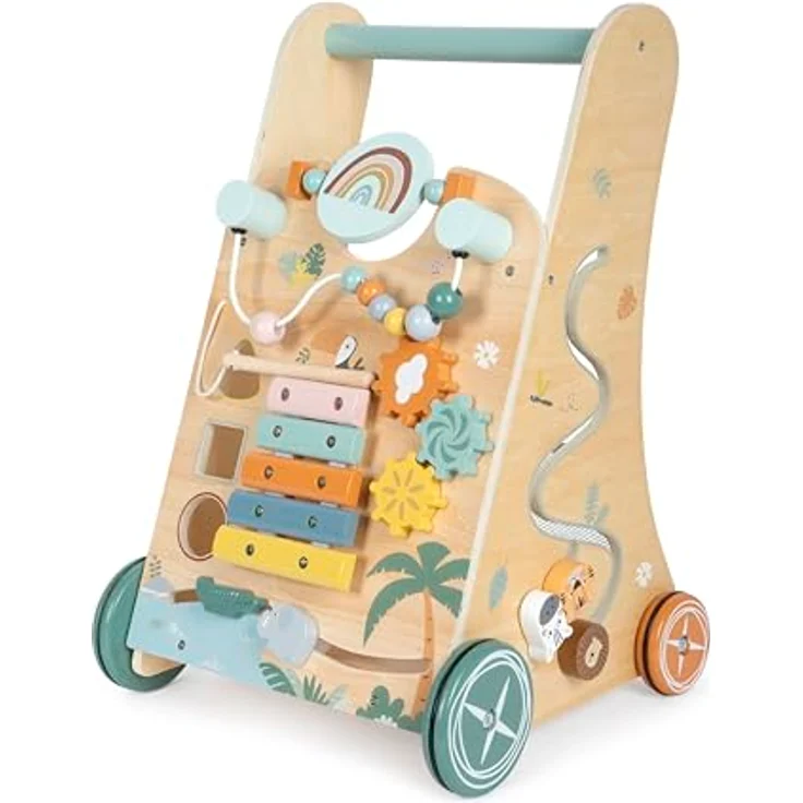 Small Foot Lauflernwagen „Safari“ aus Holz, 3 Seiten, Räder mit Gummiringen, für Kinder ab 1 Jahr – Bild 2