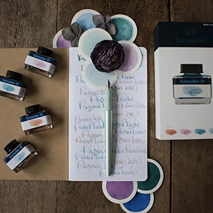 Schneider Füllhalter Callissima Mint, Kalligraphie-Füller mit Federbreite 1,5 mm in edler Metallic-Optik, inkl. Tintenpatrone Bermuda Blue – Bild 7