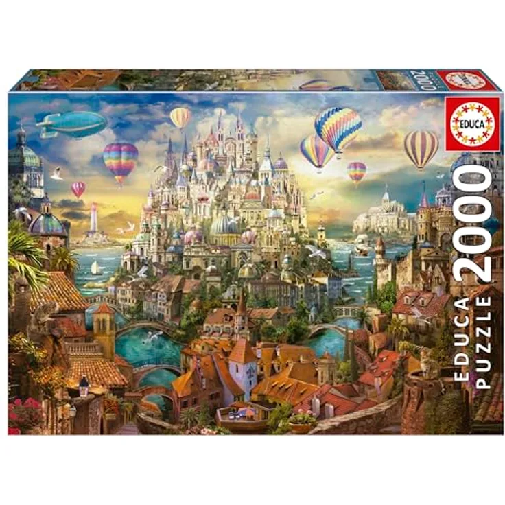 Educa - Puzzle 2000 Teile für Erwachsene | Die Stadt der Träume, 96 x 68 cm, inkl. FixPuzzle Kleber, ab 14 Jahren