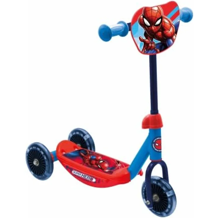 Spiderman Miniscooter 3-Rad mit rutschfestem Trittbrett, höhenverstellbarem Lenker und ABEC-5 Kugellagern für Fahranfänger bis 20 kg