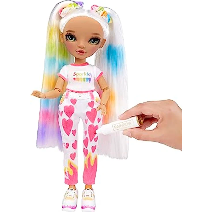 Rainbow High Color & Create DIY Modepuppe - Grüne Augen, Zöpfe, extra Top & Schuhe, abwaschbare Regenbogenstifte - Ausmalen, Gestalten, Spielen, Auswaschen - für Kinder von 4-12 Jahren und Sammler – Bild 5