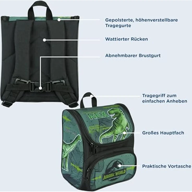 Scooli Vorschulranzen Cutie, Jurassic World Design, 6,5 l Volumen, gepolsterte Tragegurte – Bild 4
