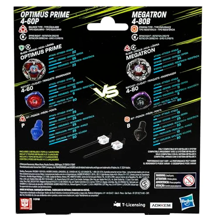 Hasbro Beyblade X Transformers Optimus Prime 4-60P vs. Megatron 4-80B, Multipack mit X-Celerator und austauschbaren Teilen, Wettkampfspielzeug ab 8 Jahren – Bild 4