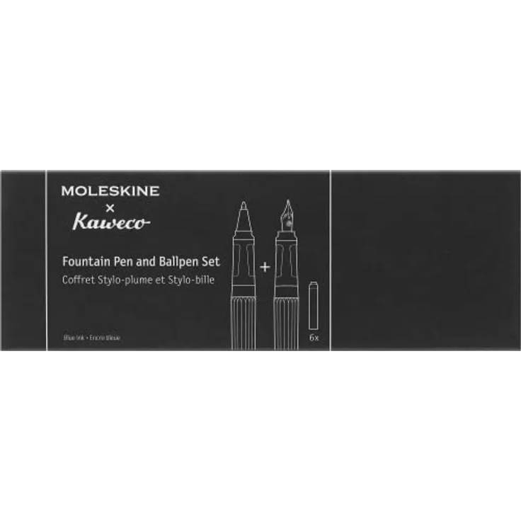 MOLESKINE Füllfederhalter Moleskine X Kaweco Stifte-Set, Füller mitt. Feder & Kugelschreiber, blau, vergoldete Feder & nachfüllbarer Kugelschreiber, 6 Tintenpatronen & Vintage-Etui aus Metall – Bild 6