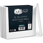 Artina FSC® Keilrahmen 5er Set Akademie 15x15 cm – Leinwand Set Maltuch aus 100% Baumwolle Leinwände 280 g/m² - Keilrahmenset Leinwand zum Bemalen für Acryl-, Aquarell-, Ölfarbe UVM