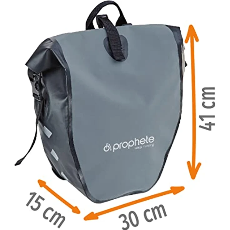Prophete Seitenpacktasche | Fahrradtasche | grau | Volumen: 20 Liter | wasserdicht – Bild 5