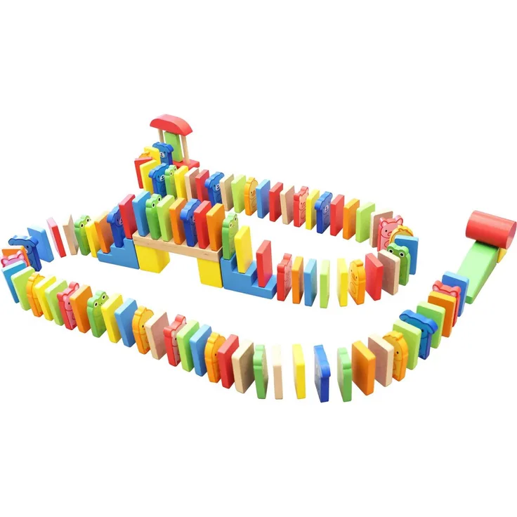 Vedes SpielMaus Farbenfrohes Domino-Spiel, 100 Teile aus Holz, für Kinder ab 3 Jahren