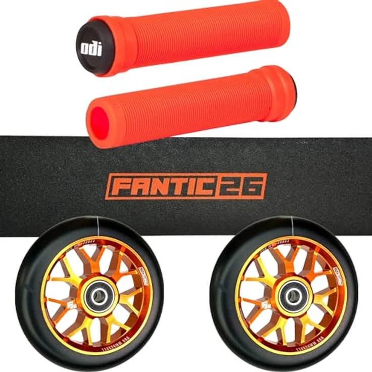 Fantic26 Stuntscooter A+, Ersatzteile Bundle mit 110mm Rollen, robusten Griffen und Griptape in F26 Design – Bild 1