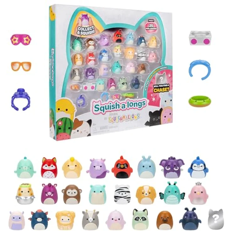 Squishmallows Squish-a-longs, 25 Mini Spielfiguren aus strapazierfähigem PVC mit 5 Accessoires und Sammlerhandbuch, für Kinder ab 6 Jahren – Bild 1