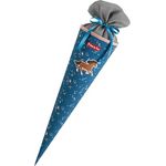 Step by Step Schultüte „Wild Horse Ronja“, aus recycelten PET-Flaschen, Verschluss aus Stoff, 5L Füllvolumen, 70 cm Höhe, blau