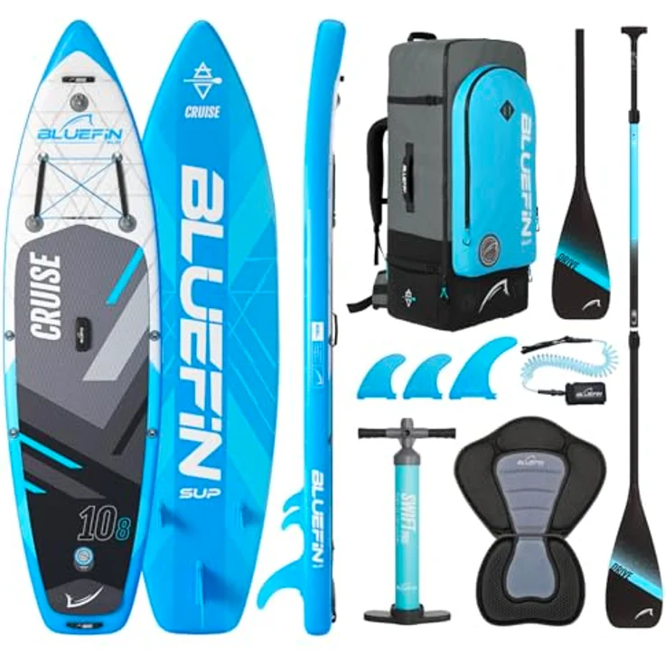 Bluefin SUP 2020 CRUISE SUP Board Set, Blau, 10'8" mit Drive Paddel, Kajak-Umbausatz und umweltfreundlicher Verpackung – Bild 1