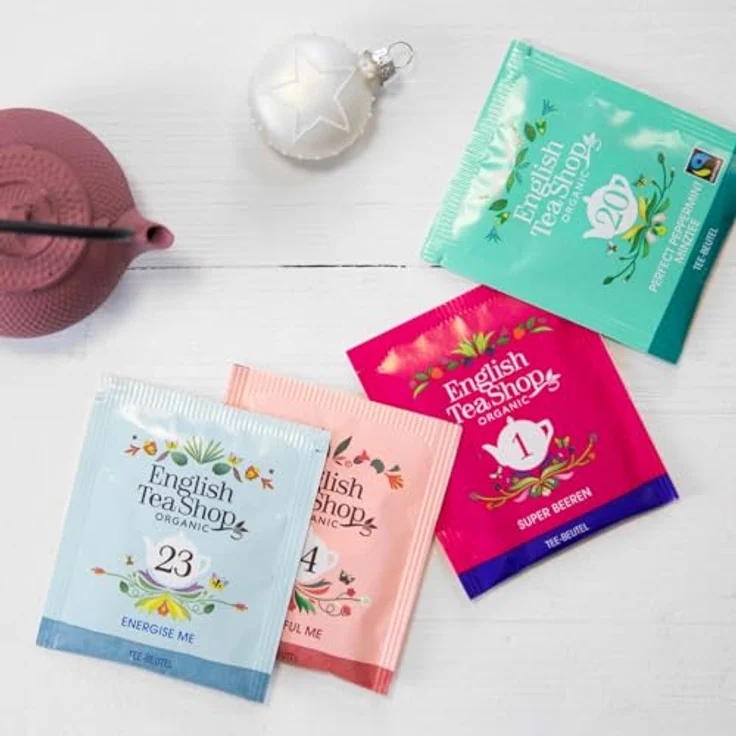 English Tea Shop ETS - Tee Adventskalender "Weihnachtsmarkt" weiß, 24 verschiedene BIO Tees aus kontrolliert biologischem Anbau – Bild 6