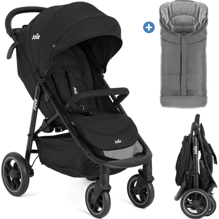 joie Litetrax Buggy & Sportwagen, bis 22 kg belastbar, mit Fußsack, Schieber-Ablagefach & Regenschutz, Farbe Shale, inkl. Gratis Mobilitätsgarantie