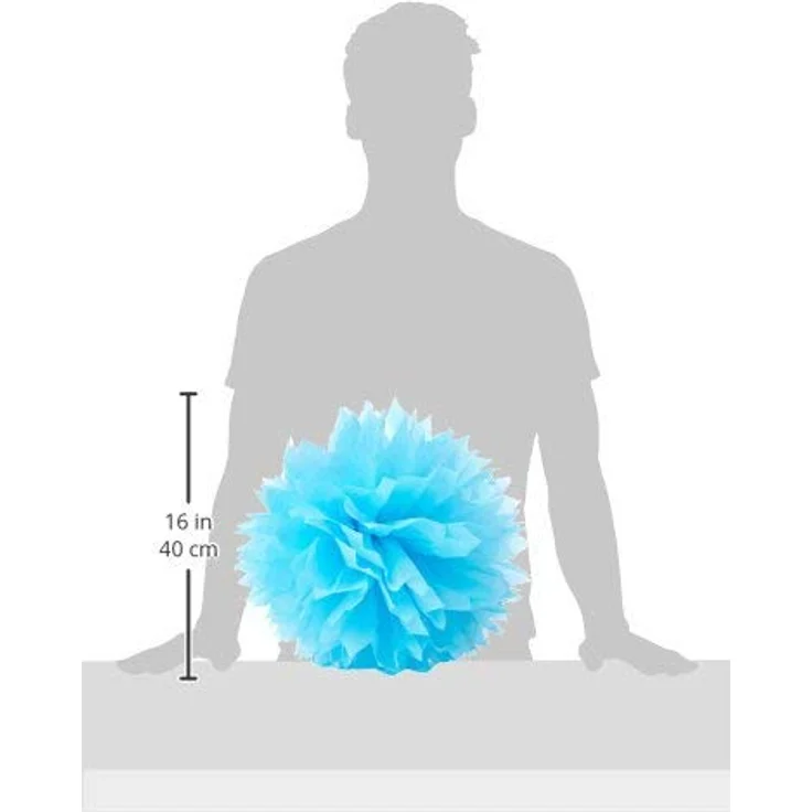 Amscan 18055-54-55 - Fluffy Dekobälle zum Aufhängen, Hellblau, 3 Stück, circa 40,6 cm, Papier, Hängedekoration – Bild 3