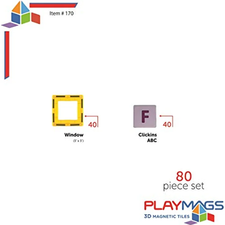 Playmags Magnetischer Baukasten (80 Stück Magnetic Fliesen Gebäude Set) – Bild 5