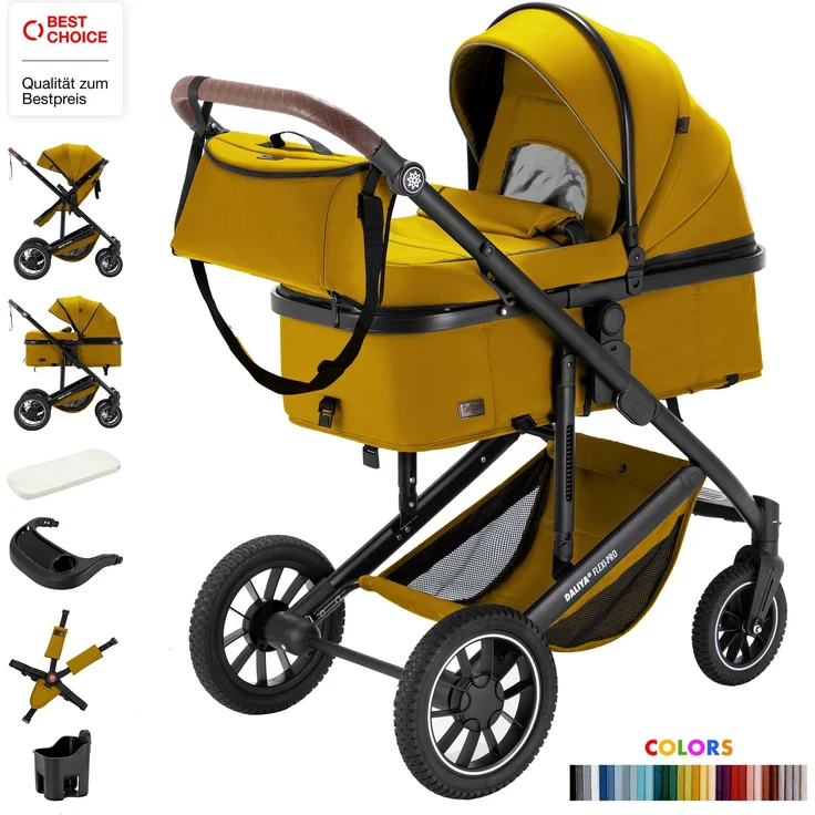Daliya® FLEXI-PRO 2in1 Kombikinderwagen & Buggy – Leichter Reisekinderwagen mit umstellbarem Sportsitz, großem Einkaufskorb und 5-Punkt-Sicherheitsgurt