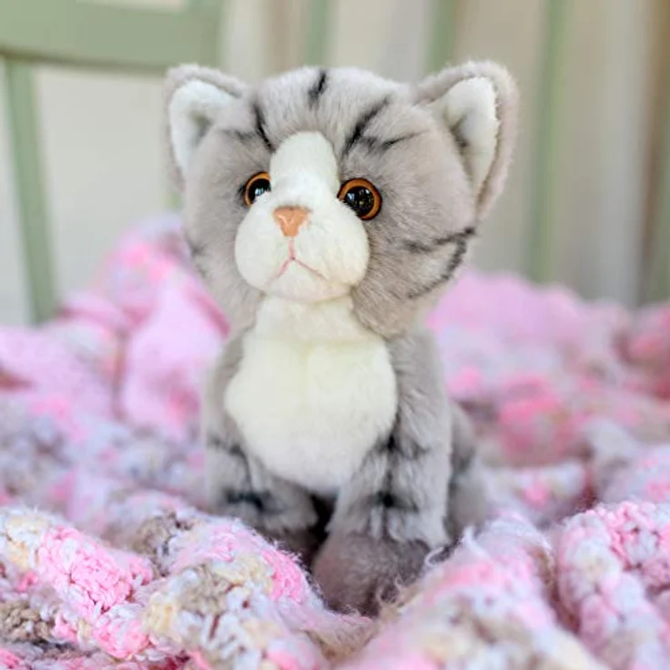Animigos Plüschtier Katze grau tabby, Stofftier im realistischen Design, kuschelig weich, ca. 19 cm groß – Bild 4